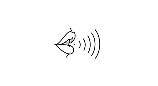 voice sound waves coming from speaking lips hand drawn line art communication concept