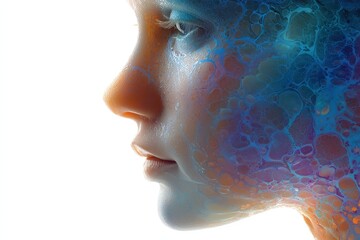 シュールな色の流体女性のプロフィール