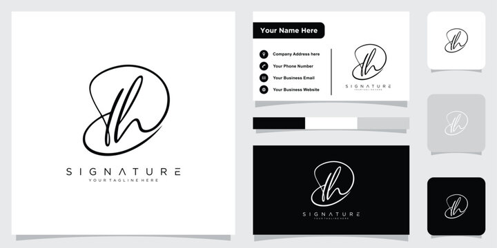 DH Initial handwriting signature logo vector.
