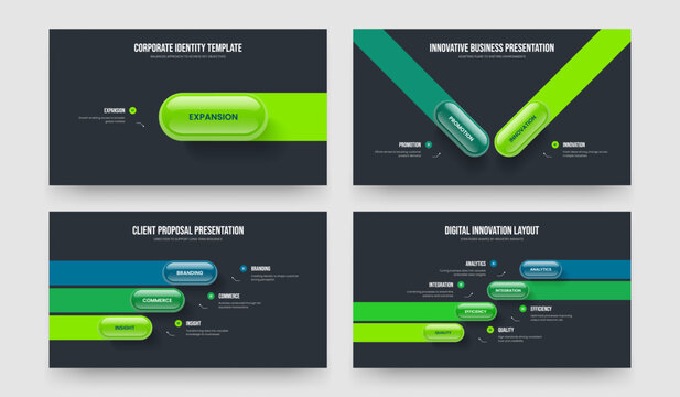 Project Proposal 1 2 3 4 Step Infographic Presentation Template Collection. Company Introduction One Two Three Four Element Diagram Frame Design Vector Illustration Bundle.