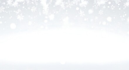 Soft white background with snowflakes or particles creating a calming atmosphere