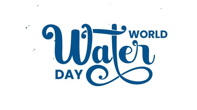 World Water Day Text Animation in blue color with alpha matte