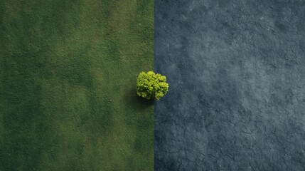Contrast between lush green and dry landscape aerial view nature photography environmental awareness