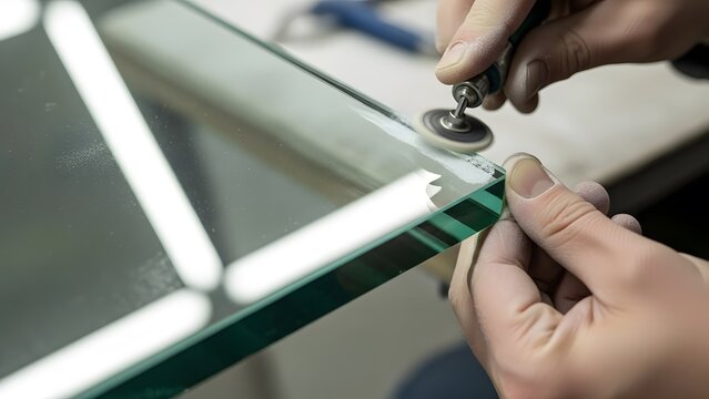 Hands Assembling Glass with Metal Frame.