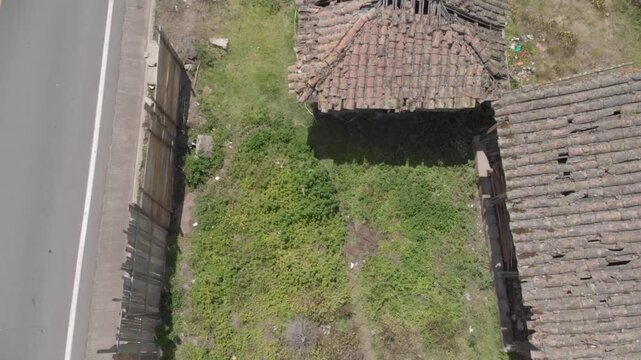 Abandoned House view while the dron descends