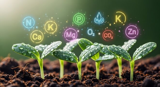 Young seedlings growing with essential nutrients for healthy development