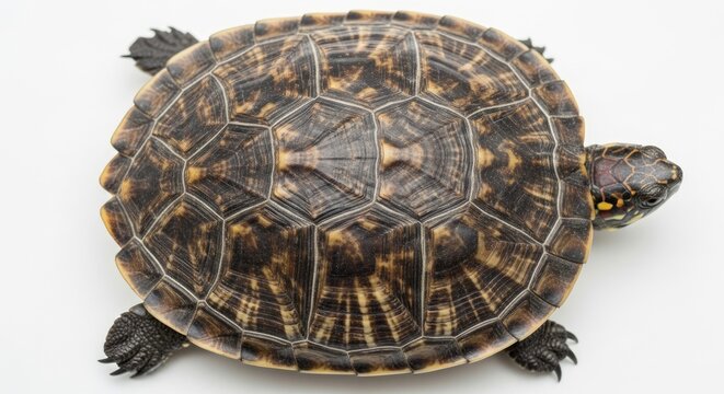 Turtle Shell Closeup on White Background.