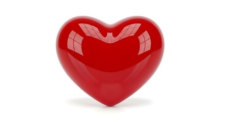Fototapeta premium Beautiful red heart shaped object with shiny surface and white background