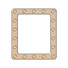 a mirror with light bulbs, an isolated illustration on a transparent background in soft colors, and a flat icon design.