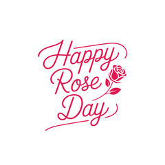 Fototapeta premium Elegant rose day script typography with floating petals romantic valentines greeting poster flat vector illustration design