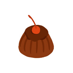 Obraz premium Sweet pastries and bakery desserts set. Flat vector illustration of cakes, buns, rolls, cupcakes and cookies. Cute cartoon confectionery collection isolated on white background