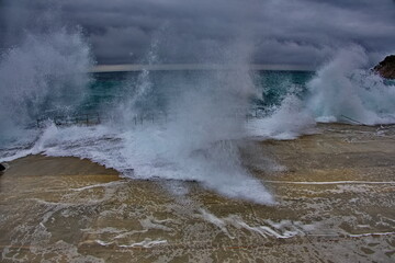 Winter storm on the Black Sea coast, Crimea.