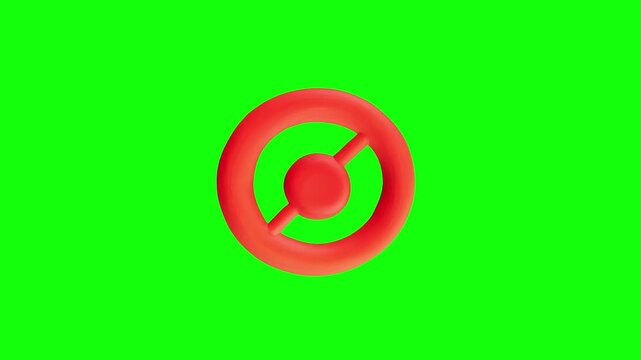3D No target sign, forbidden sign with target icon, animated on green screen background