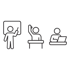  Classroom Engagement Icon Set &ndash; Outline Style Vector