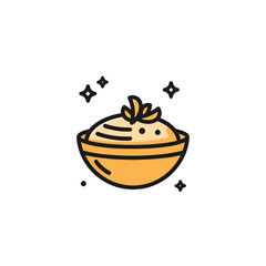 Fototapeta premium Cute Cartoon Bowl of Spicy Instant Ramen Noodles