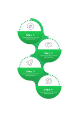 Opportunity for company growth green round vertical timeline infographic 4 steps. Productivity maintaining in business organization. Editable thin line icons diagram process. Lexend font used
