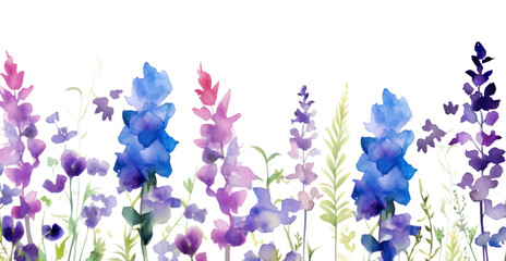 Naklejka premium PNG Purple and blue flowers backgrounds lavender outdoors.