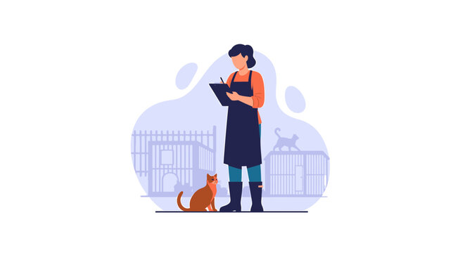 Veterinarian caring for a cat at animal clinic.