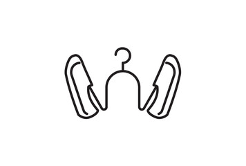 靴用ハンガーでシューズを干しているイラスト