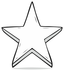Obraz premium A simple hand drawn white star with a black outline and shading
