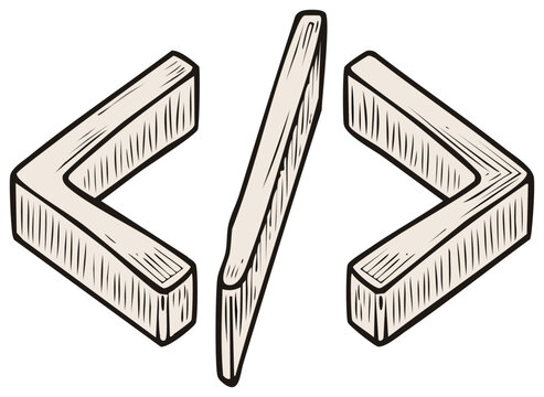 Hand-drawn Code Symbol Vector Illustration