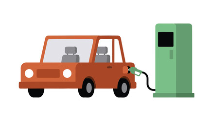 Car Refueling at Gas Station — Flat Vector Illustration © Md