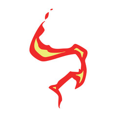 鞭のように燃え上がる炎のエフェクト。シンプルな火の編集可能なベクターイラスト。辛い味のイメージ