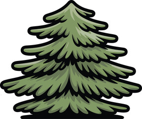Fototapeta premium Green Pine Tree Vector Illustration: Evergreen Fir for Christmas and Nature Design.