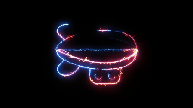 Airship glowing neon light animation with moving electrical energy