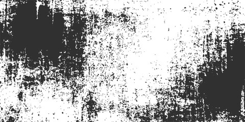 An abstract black ink grunge vector background featuring a vintage floral silhouette pattern with paint splatters, dirty textures, and a decorative border frame © Graph Rover