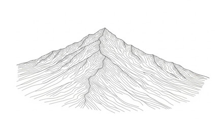 Detailed topographic map illustration of a majestic mountain peak. © Muhammad