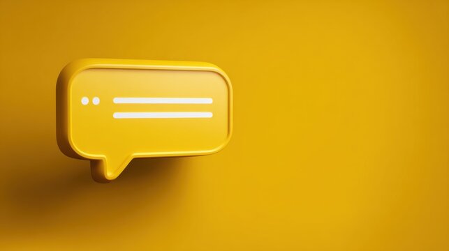An illustration of a yellow speech bubble on a yellow background, symbolizing communication and dialogue