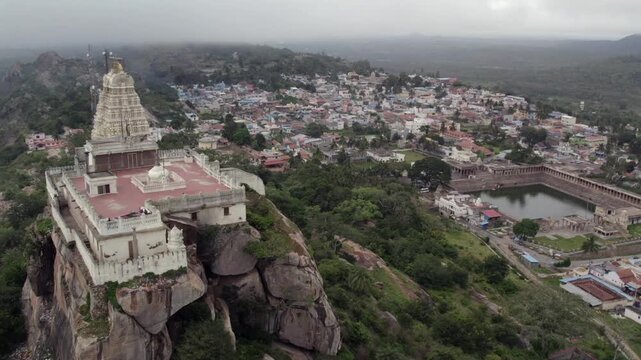 Aerial drone shot of Yoga Narasimha Swamy Temple at Melukote,Karnataka