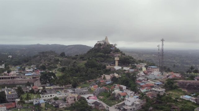 Aerial drone shot of Yoga Narasimha Swamy Temple at Melukote,Karnataka