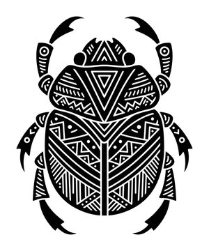 Egyptian Scarab Beetle - Geometric Tribal Vector