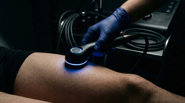 Close Up of Handholding a Pulse Electromagnetic Field PEMF Therapy Probe