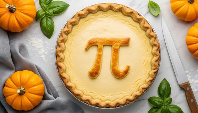 Pumpkin pie with pi design for pi day celebration