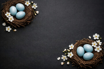 Rustic Easter Banner with Copy Space