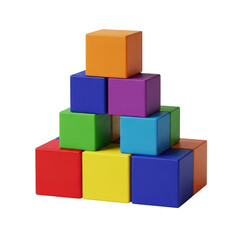Obraz premium Stack of colorful plastic toy blocks isolated on transparent background for kids