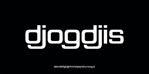 Obraz premium Vector illustration of a modern style rounded sans serif font with a futuristic and minimalist style.