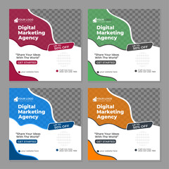 Naklejka premium creative and modern digital marketing agency corporate social media post design template 