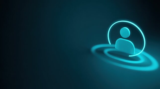 Profile Icon Representing User or Contact with Bright Neon Light