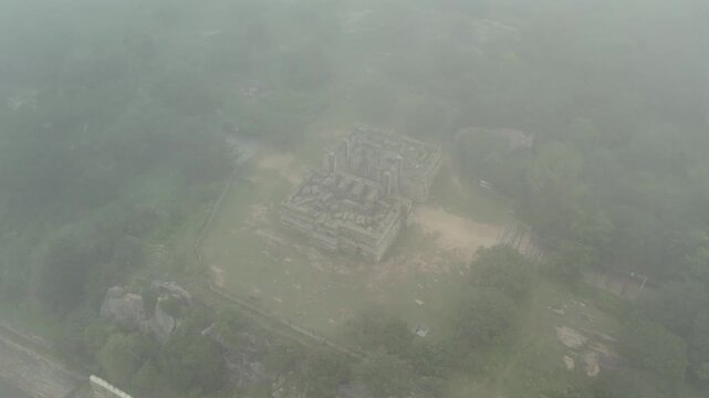 Aerial view of Melkote temple town and Kalyani in Karnataka