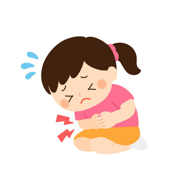 腹痛で苦しむ女の子のイラスト