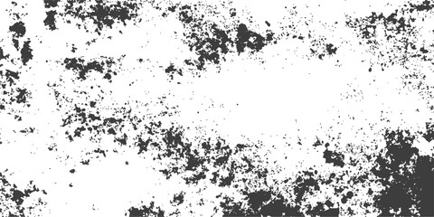 An abstract vintage black grunge background features a dirty ink texture with a floral pattern, paint splashes, and an old paper border for a retro vector art illustration © Graph Rover