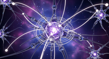 Futuristic Digital Neuron Network with Luminous Connections & Abstract AI Intelligence Flow