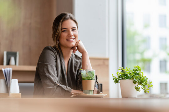 Young businesswoman in a cafe