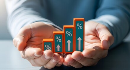 Business Growth and Financial Success Concept with Rising Bar Chart in Hands