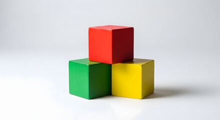 Obraz premium Colorful Geometric Cube Blocks Isolated on Minimal Background