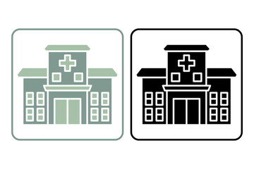 Clinic Solid Medical Building Clinic facility filled vector icon for signage, maps, and primary care location